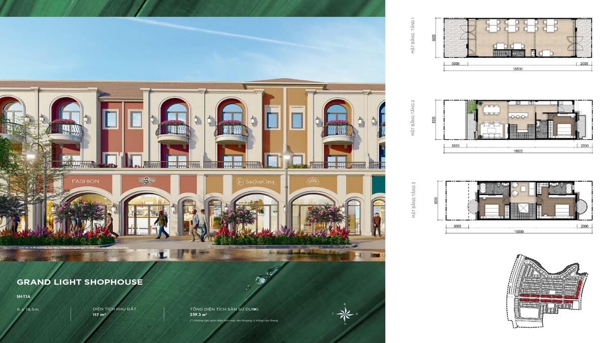 Thiết kế Shophouse phân khu River Park 1 dự án Aqua City mẫu 1