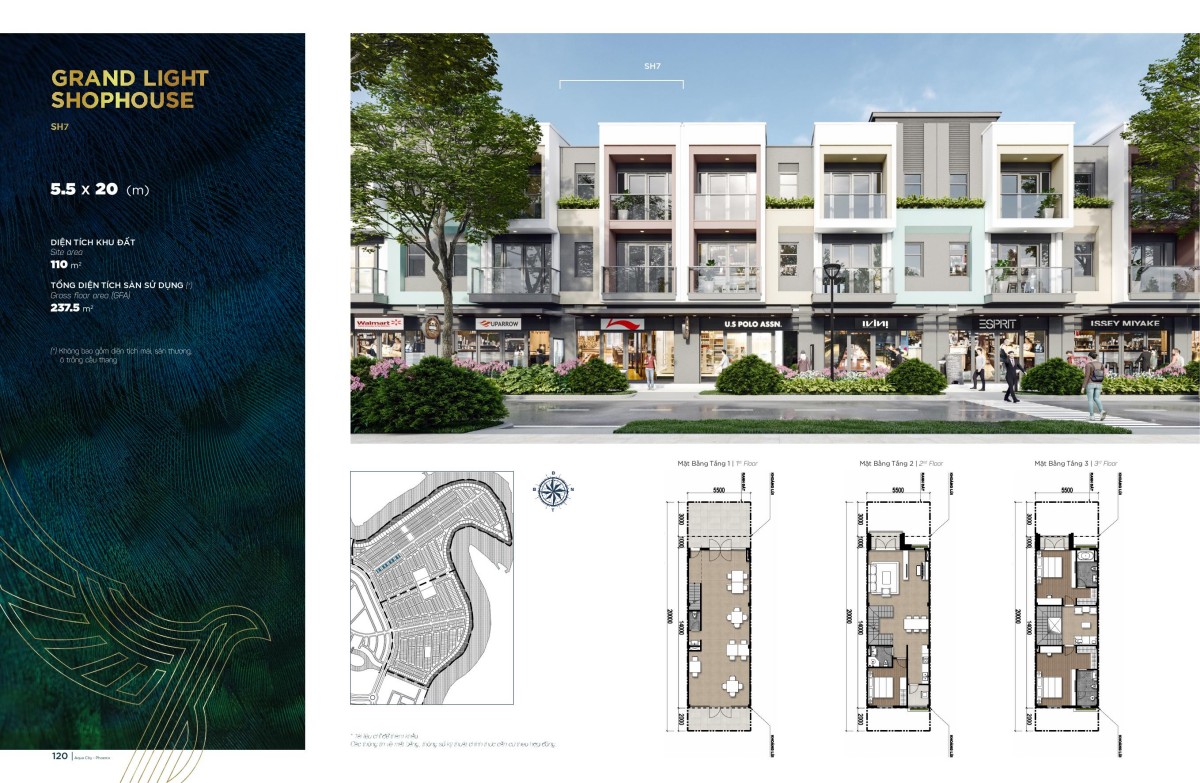 Thiết kế Shophouse căn góc phân khu Phoenix South Aqua City mẫu 2