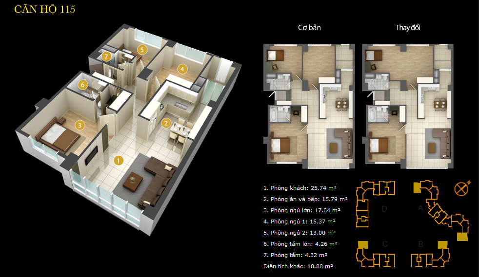 Thiết kế layout Imperia An Phú căn hộ 3PN diện tích 115m2