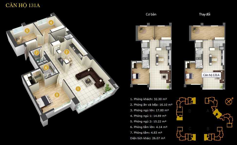 Thiết kế layout Imperia An Phú căn hộ 3PN diện tích 131m2