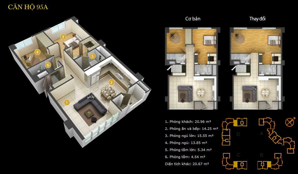 Thiết kế layout Imperia An Phú căn hộ 2PN diện tích 95m2