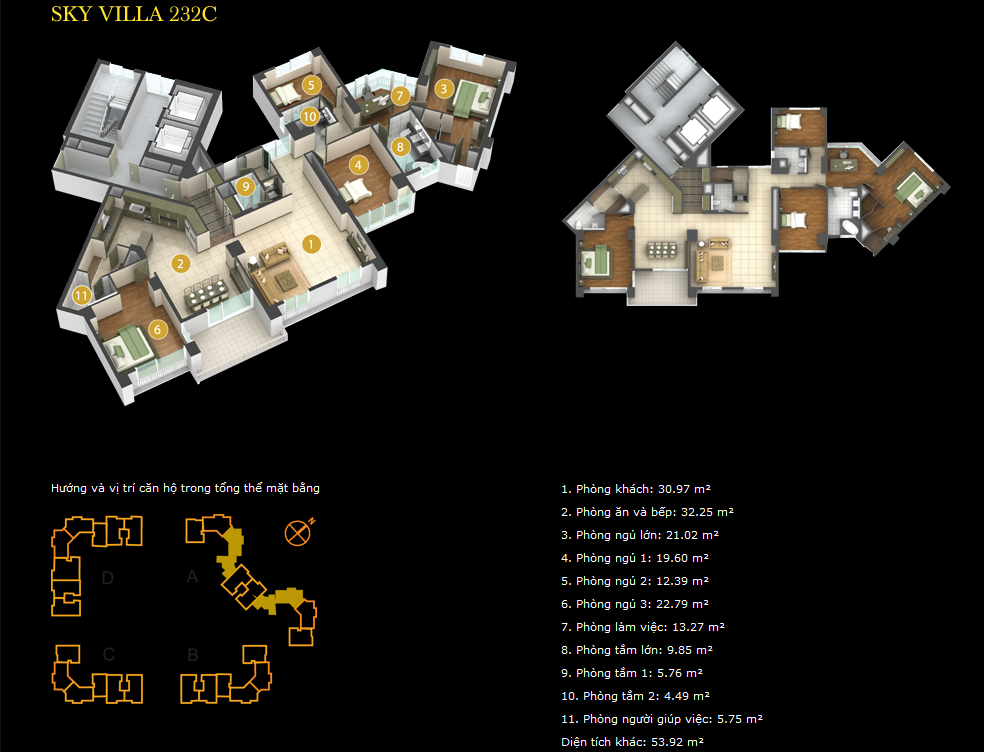 Thiết kế layout Imperia An Phú Sky Villas diện tích 232m2 loại 3