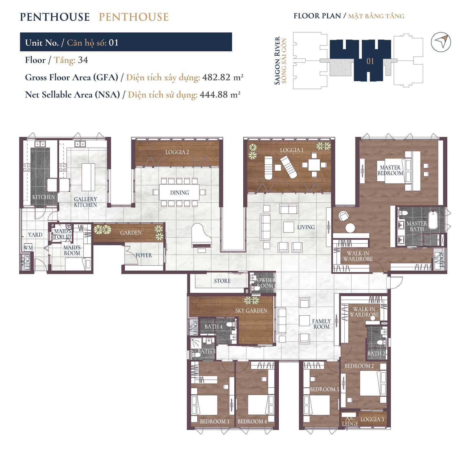 Layout dự án Feliz En Vista - Penthouse