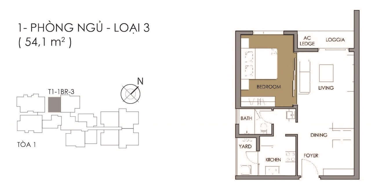 Thiết kế Căn hộ 1PN dự án Vista Verde