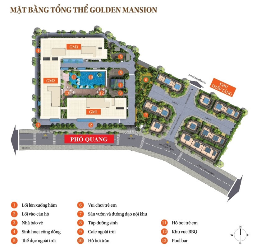 Mặt bằng chung cư Golden Mansion Phổ Quang