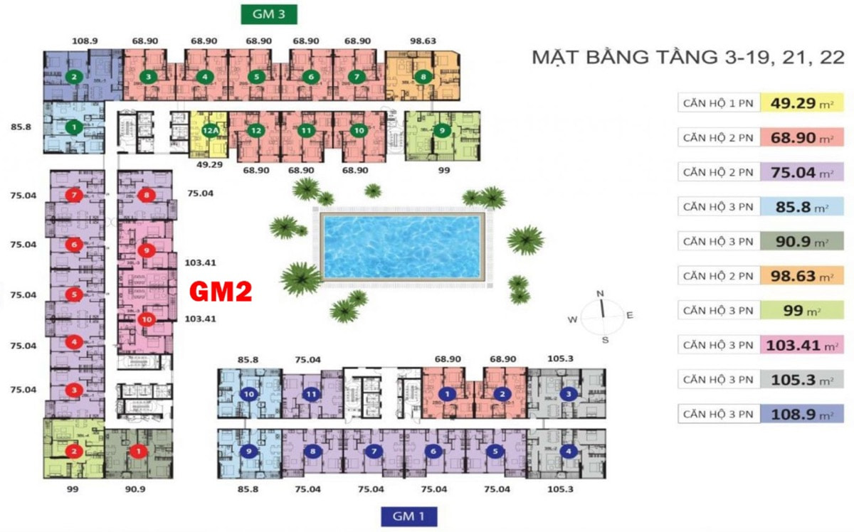 Mặt bằng chung cư Golden Mansion Phổ Quang