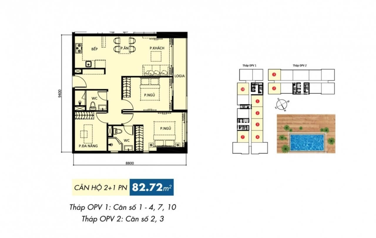 Mặt bằng căn hộ Orchard Parkview 2PN