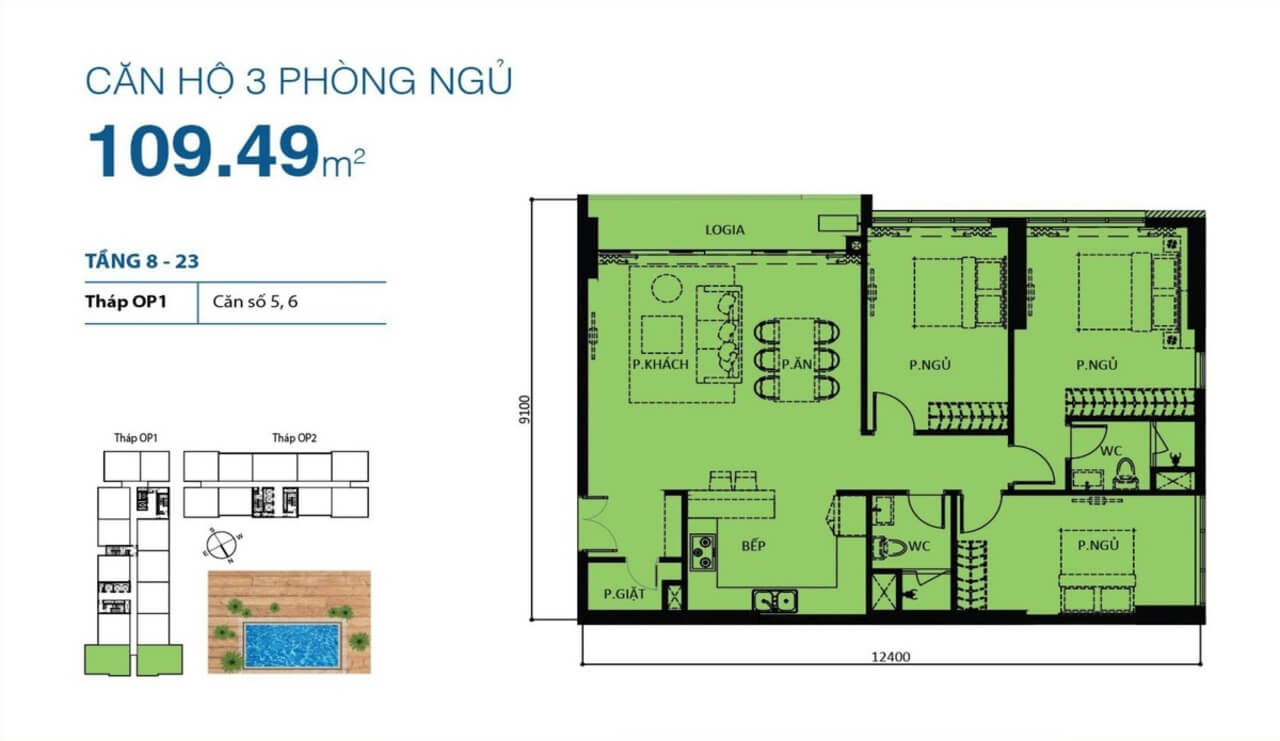 Mặt bằng căn hộ Orchard Parkview 3PN