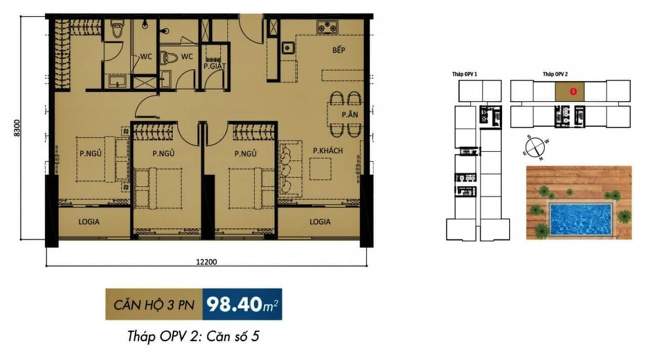 Mặt bằng căn hộ Orchard Parkview 3PN