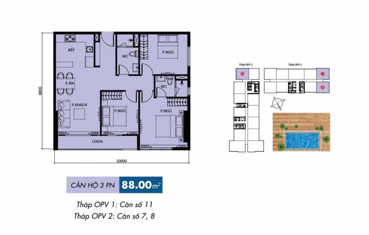Mặt bằng căn hộ Orchard Parkview 3PN