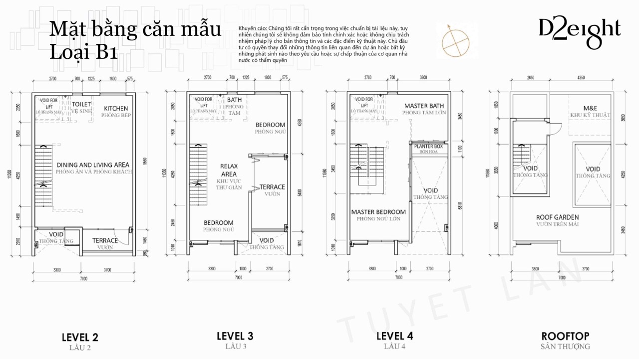 Mặt bằng thiết kế nhà phố D2Eight 4 tầng trên