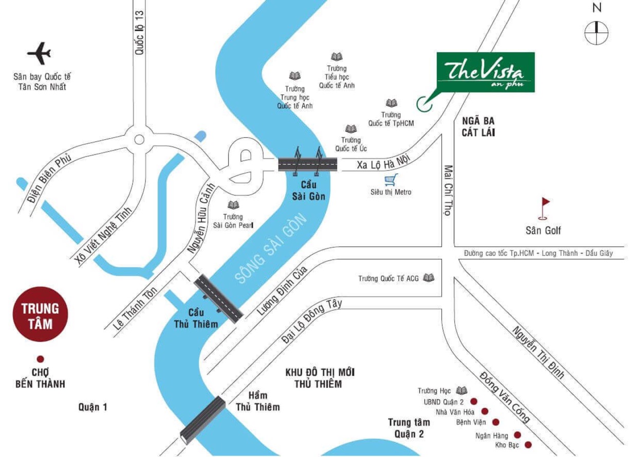 Dự án The Vista An Phú ở quận 2 tọa lạc gần khu Thảo Điền, nổi tiếng là "khu nhà giàu" được giới thượng lưu ưa chuộng nhất tại khu vực Đông Sài Gòn